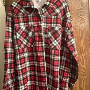 Time and Tru Red Plaid Button Down Shirt
